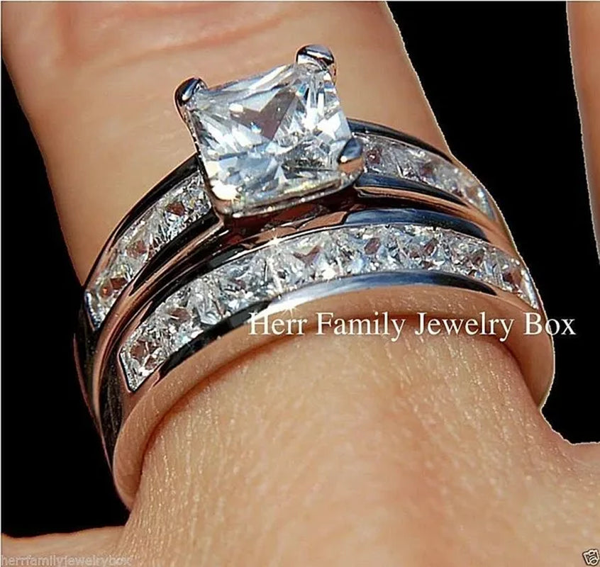 Sparking 925 Sterling Silve Ring Natural Gemstone White Sapphire Rings for Women Wedding Band Engagement Anniversary Fine Jewelry Gift