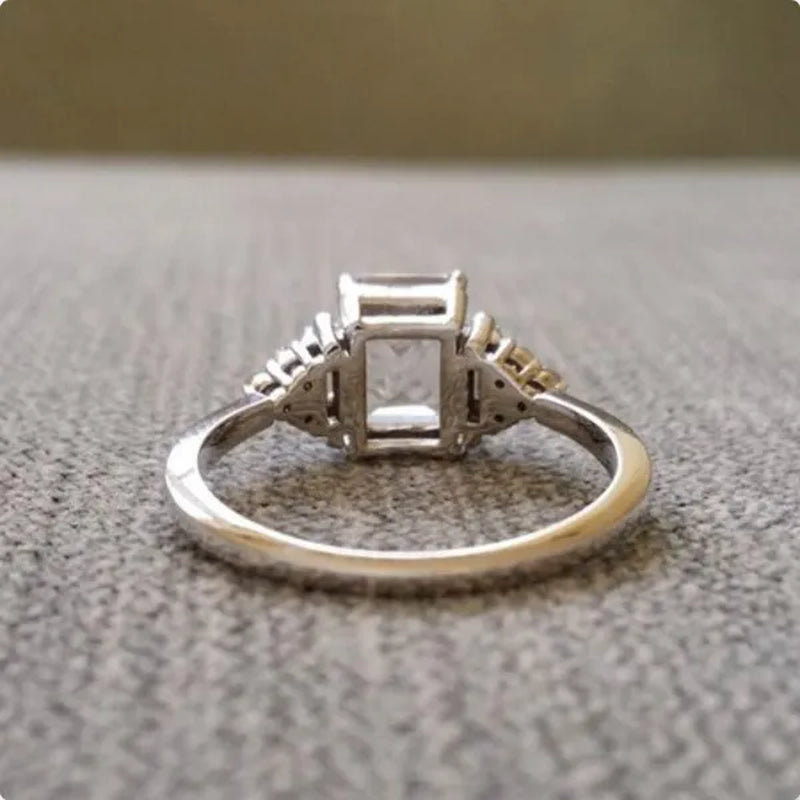 Classic Silver Color Delicate Blue Zircon Women'S Ring Anniversary Christmas Gift Beach Party Jewelry Size 6-11 Bague Femme
