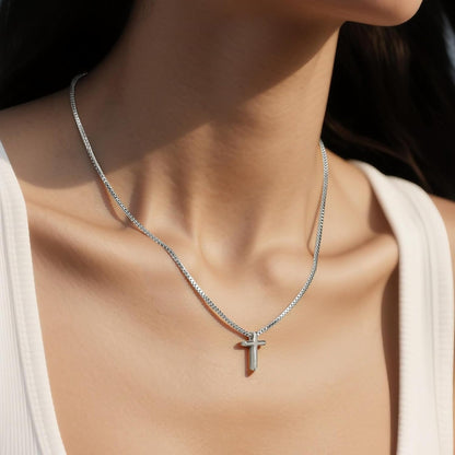 Gold Necklace for Women,Valentines Day Gifts, Cross Necklace Dainty 18K Real Gold Silver Plated, Cute Simple Small Trendy Choker Pendant Jewelry Non Tarnish Gold Necklace Faith Jewelry Gift