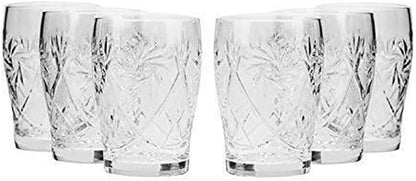 Set of 6 Neman Glassworks, 5-Oz Hand Made Vintage Russian Crystal Beverage Glasses, Mixed Drinkware Old-Fashioned Glassware, Clear