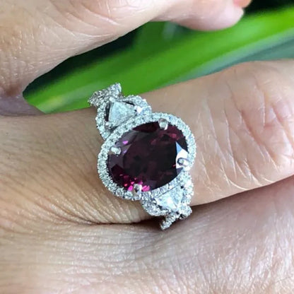 Luxury Fashion 925 Standard Sterling Silver Deep Red Diamond Female Romantic Ring Wedding Bride Princess Love Ring Size 6-11