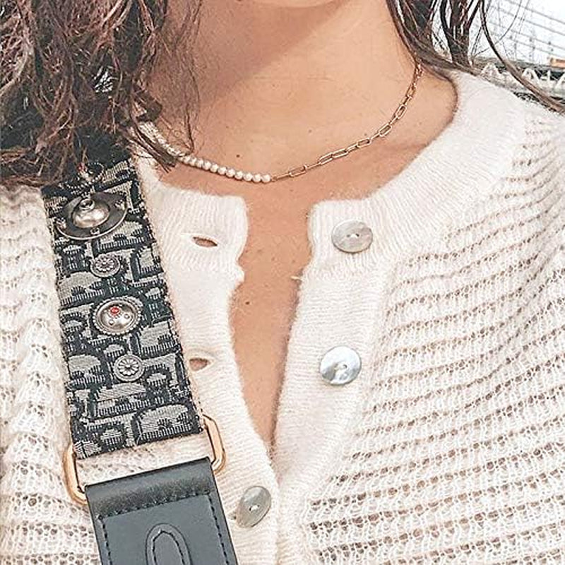 Paper Clip Pearl Necklace Vintage Chunky Link Chain Baroque Cultured Pearls 18K Gold Choker Fashion Retro Charm Valentine Jewelry for Women Girls