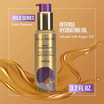 Gold Series Intense Hydrating Oil Treatment, 3.2 Fl Oz – Hair Oil Infused with Rich Argan Oil for Beautiful, Shiny Hair - Dye, Paraben and Sulfate Free Formula