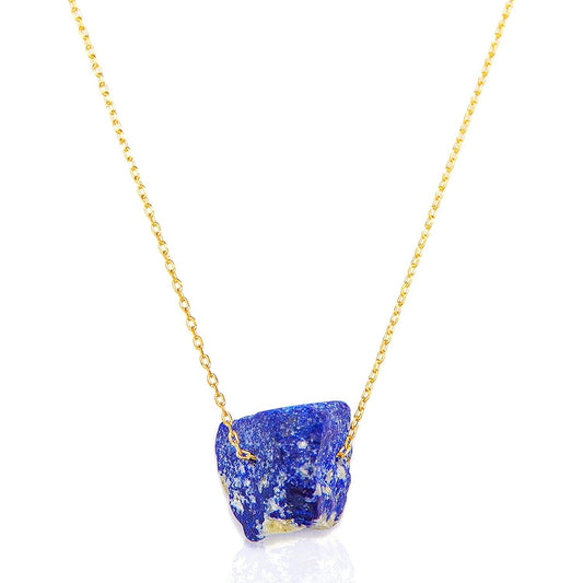 Lapis Lazuli Crystal Necklace for Women with Gold Colored Adjustable Chain - Natural Lapis Lazuli Necklace for Spiritual Healing - Lapis Lazuli Stone Pendant for Positive Energy