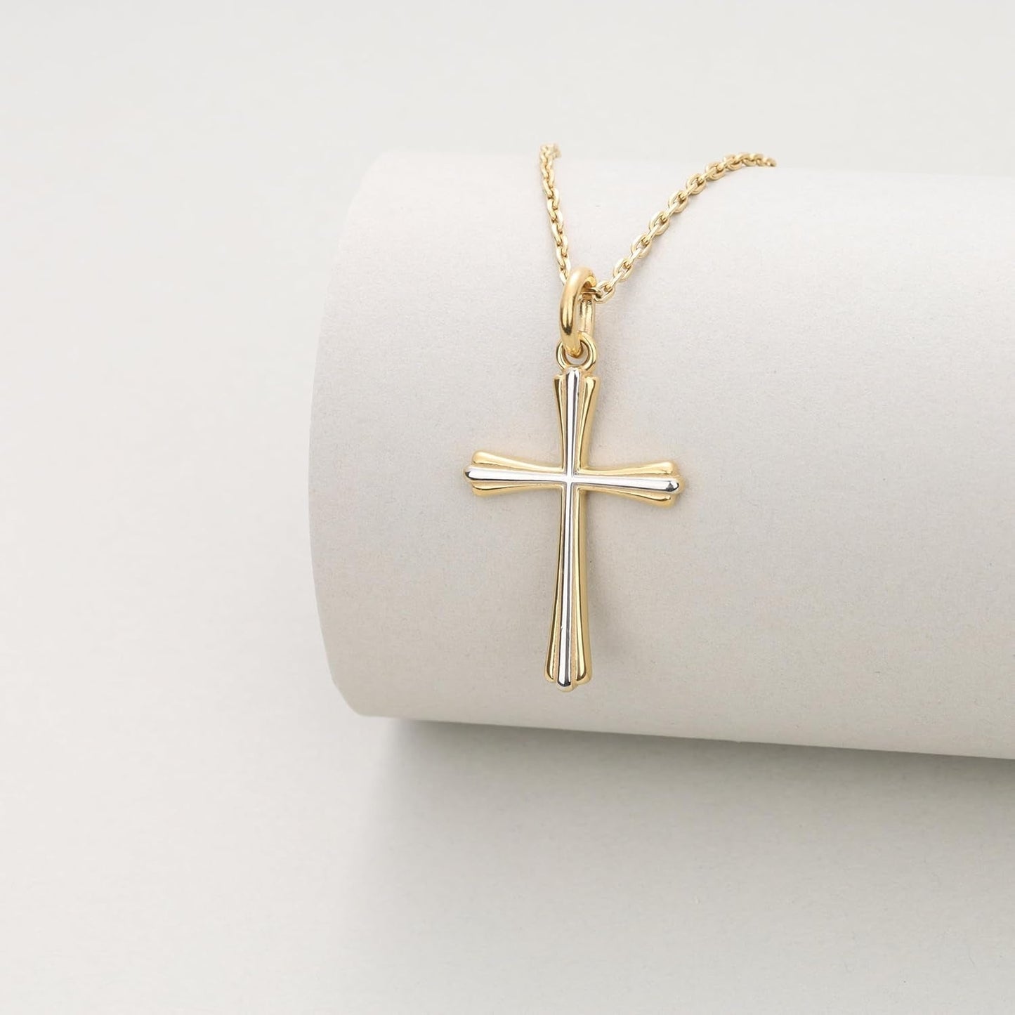 18K Gold Plated Stainless Steel Cross Necklace for Women, Dainty Cross Pendant Confirmation Necklace