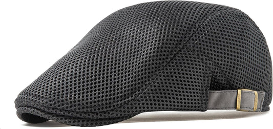 Men'S Breathable Mesh Summer Hat Adjustable Newsboy Beret Ivy Cap Cabbie Flat Cap Gatsby Driving Hunting Hats