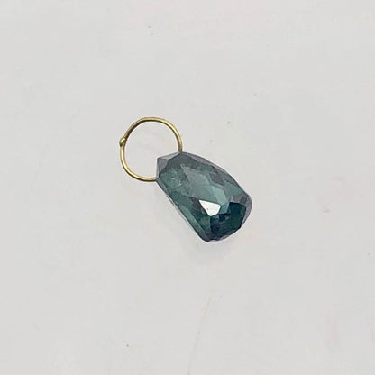Blue Diamond Briolette 18K Gold Pendant | .8 Cts | 6X4Mm | - WORLD TIME VISITS