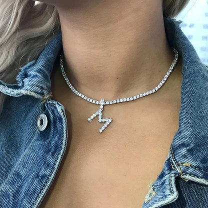 Men Hip Hop Iced Out Custom Name Tennis Letter Pendant Necklaces Cubic Zirconia Alphabet Charm Pendants Hiphop Women Jewelry