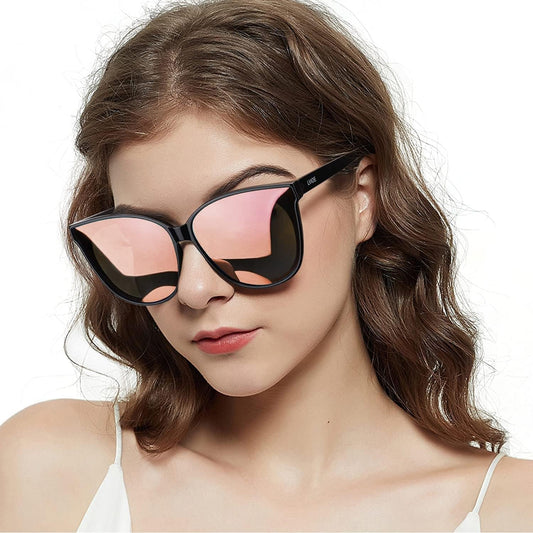 Cat Eyes Sunglasses for Women, Polarized Oversized Fashion Vintage Eyewear for Driving Fishing - 99.99% UV Protection
