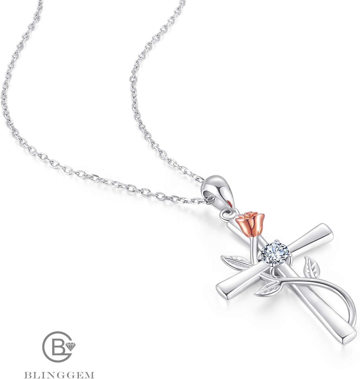 Cross Necklace for Women 925 Sterling Silver Birthstone Necklace for Womens Cross Pendant 5A Cubic Zirconia 12 Birth Months Birthday Gifts for Women Wife Her - WORLD TIME VISITS