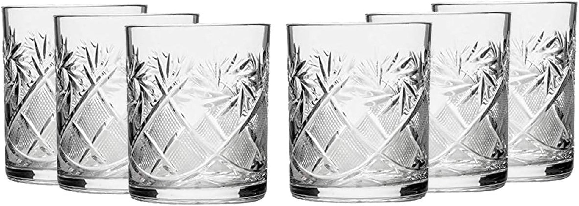 Russian Cut Crystal Scotch Whiskey Vodka Rocks Glasses Old Fashioned Vintage - WORLD TIME VISITS