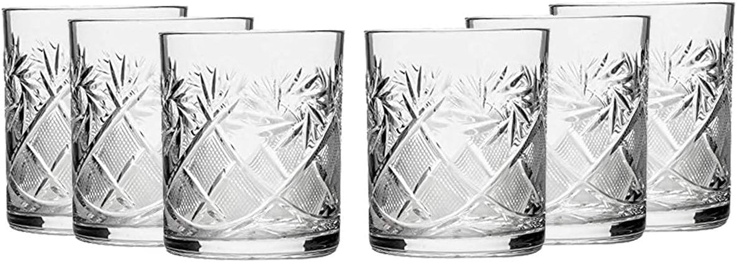 Russian Cut Crystal Scotch Whiskey Vodka Rocks Glasses Old Fashioned Vintage - WORLD TIME VISITS