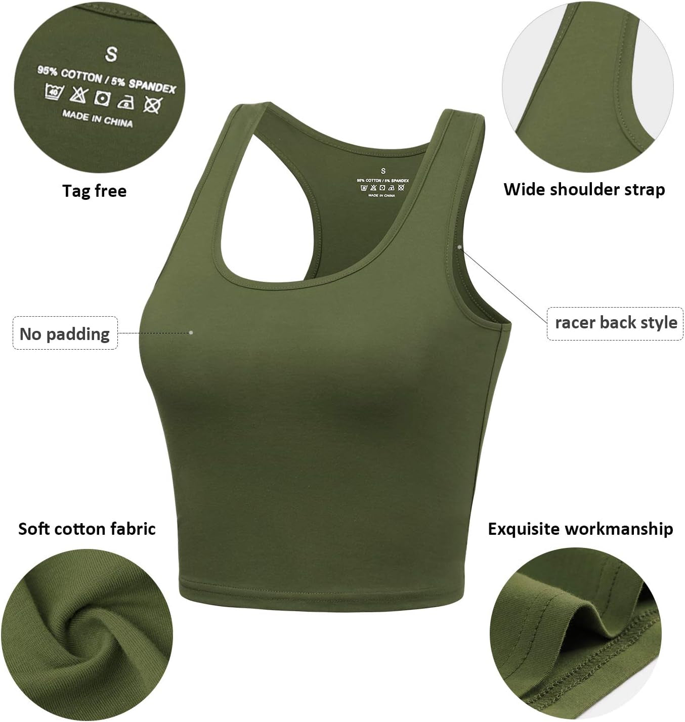 Sports Crop Tank Tops for Women Cropped Workout Tops Racerback Running Yoga Tanks Cotton Sleeveless Gym Shirts 3 Pack