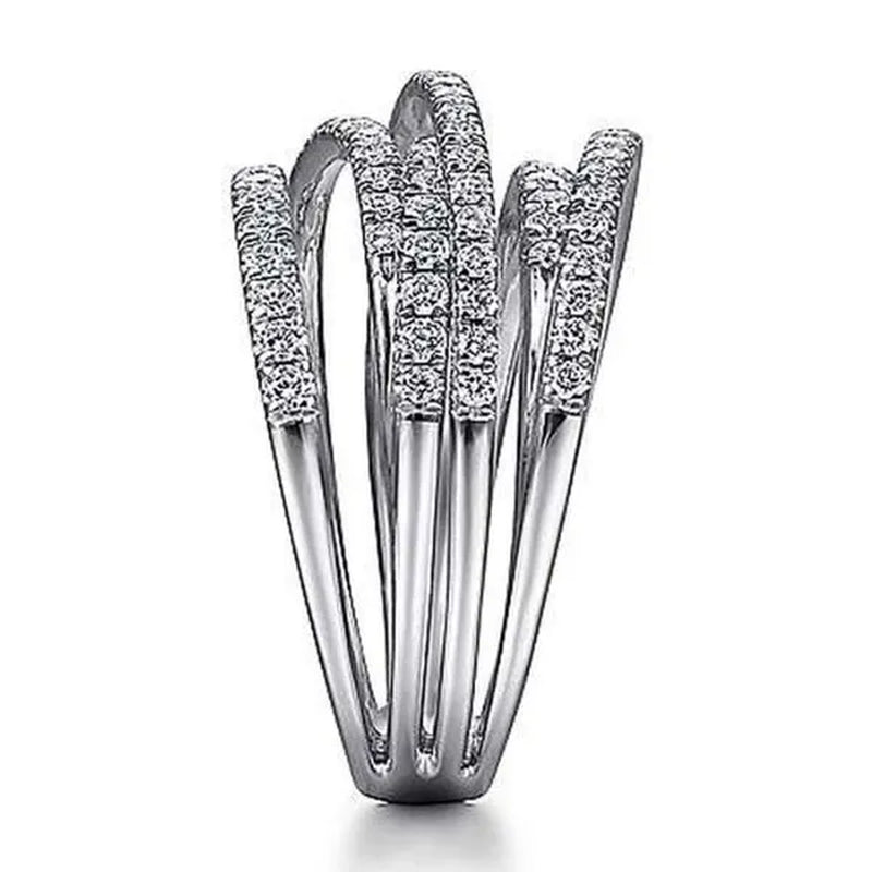 Exquisite 925 Sterling Silver Micro Pave Diamond Multilayer Rings for Women Bridal Romantic Engagement Proposal Gift Jewelry