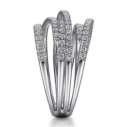 Exquisite 925 Sterling Silver Micro Pave Diamond Multilayer Rings for Women Bridal Romantic Engagement Proposal Gift Jewelry