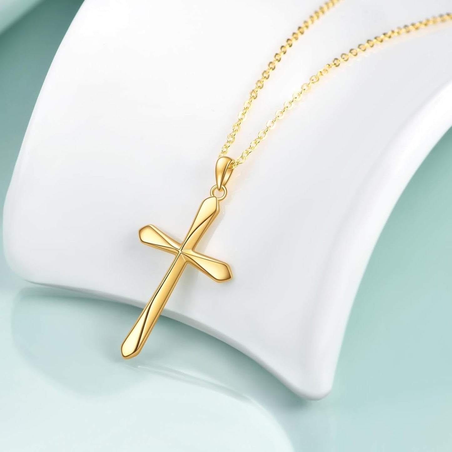 925 Sterling Silver Cross Pendant Necklace, Simple Cross Jewelry Gift for Women