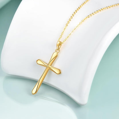 925 Sterling Silver Cross Pendant Necklace, Simple Cross Jewelry Gift for Women