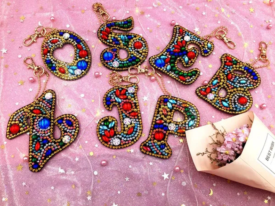 5D Creative Crystal Diamond Painting DIY 26 Letter One - Piece Keychain Pendant/1PC - WORLD TIME VISITS
