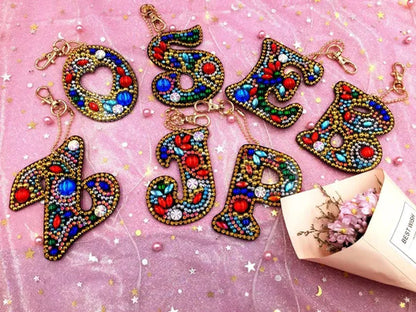 5D Creative Crystal Diamond Painting DIY 26 Letter One - Piece Keychain Pendant/1PC - WORLD TIME VISITS