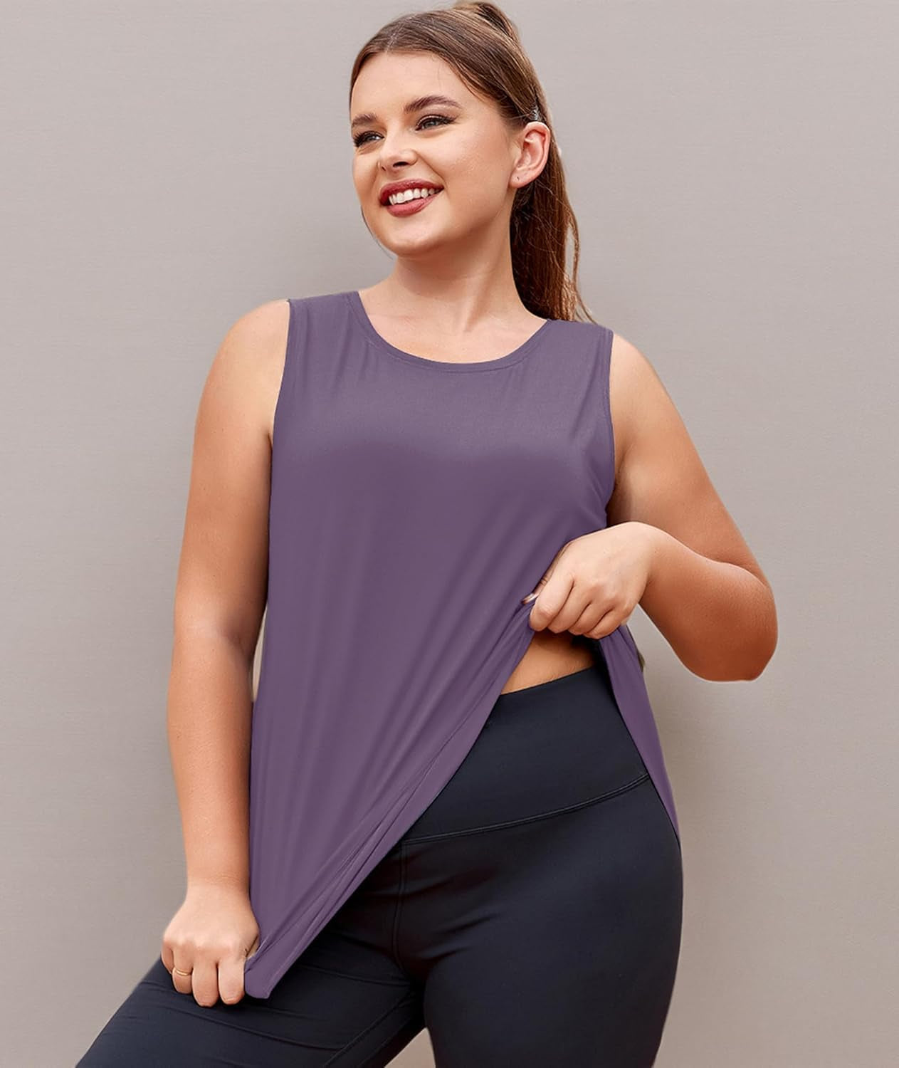 plus Size Womens Workout Tank Tops Sleeveless Flowy Yoga Athletic Running Shirts