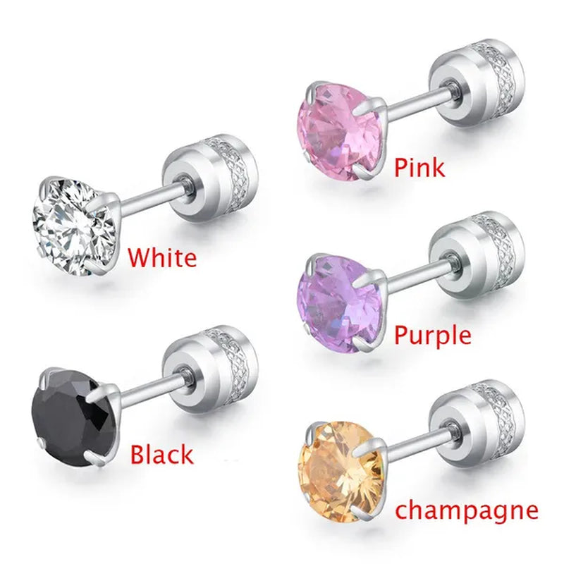 2Pc/Pair New Fashion Crystal Zircon Stainless Steel Stud Earrings Elegant Jewelry for Women