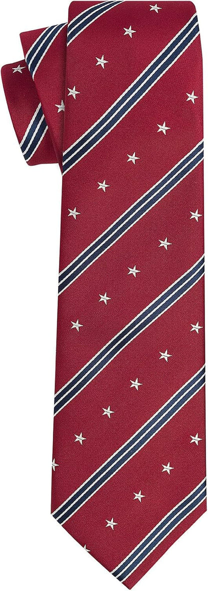 Mens Silk Tie Set Patriotic Ties the USA Necktie + Pocket Square