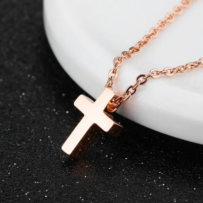 Simple Style Small Tiny Cute Cross Pendant Silver / Black / Rose Gold Exquisite Choker Necklace 316L Stainless Titanium Steel Women Fashion Jewelry From Milkle Gift