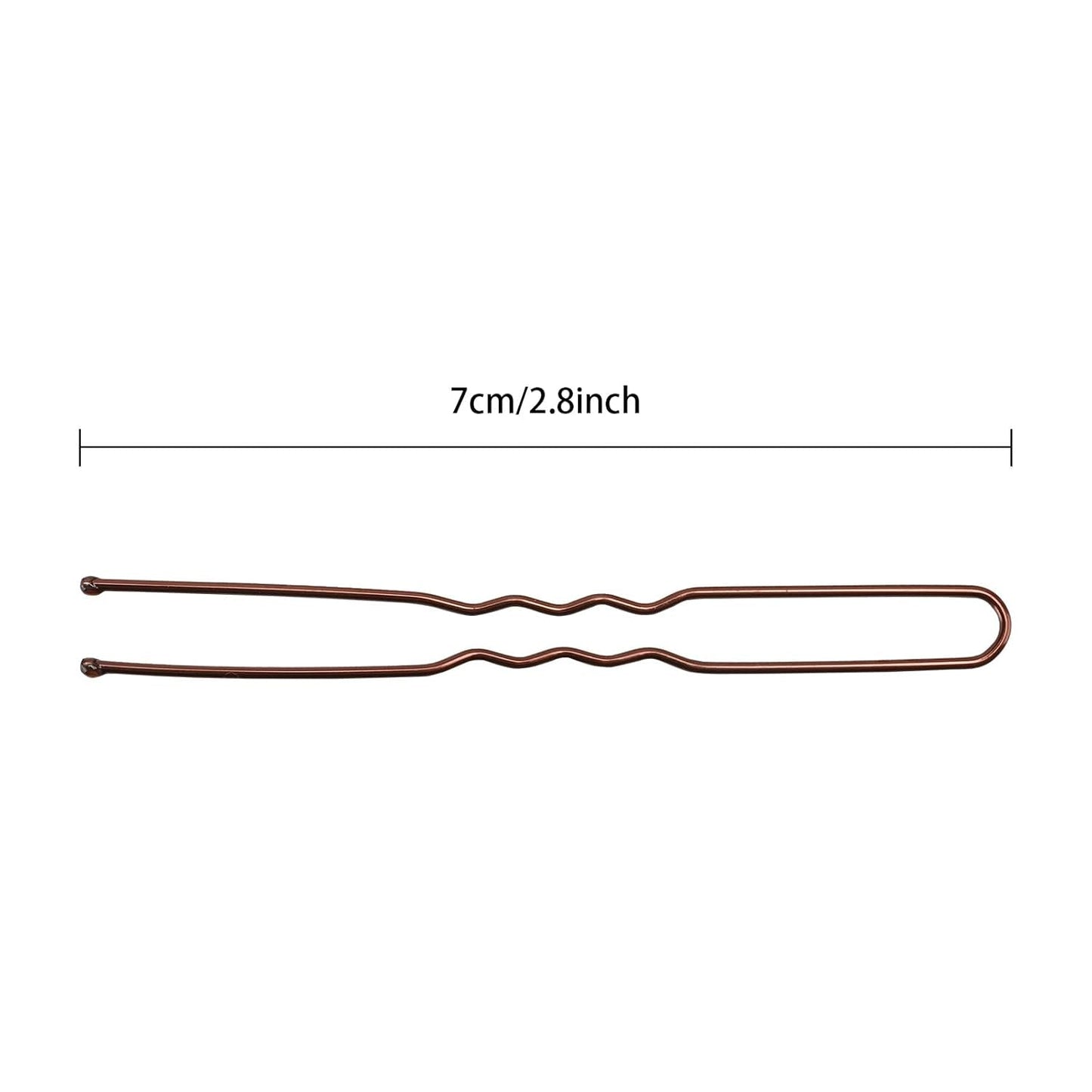 300 Hair Bun Bobby Pins U Shaped Pin Hair Grips to Clip Ballet Hair Net for Women 7 CM/2.8 Inch Brown