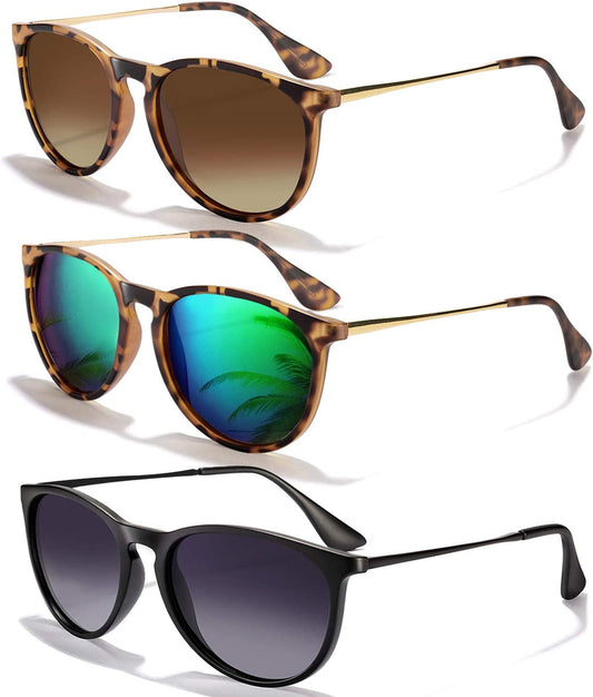 Sunglasses Womens Men Polarized UV Protection Trendy Vintage Retro round Mirrored Lens Sunglasses for Women - WORLD TIME VISITS