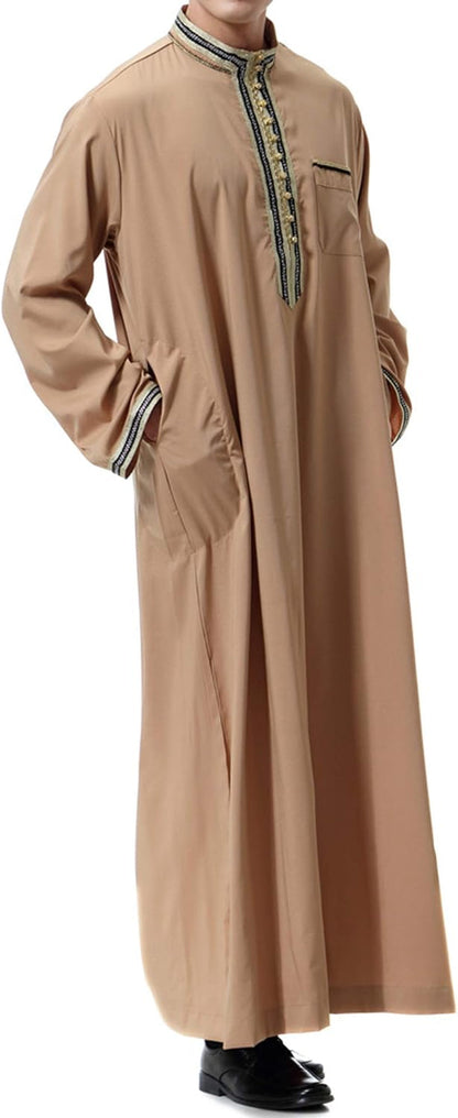 Islamic Mens Clothing Kaftan Maxi-Muslim Male Shirt Long Sleeve Abaya Dubai Cotton…