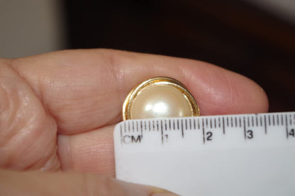 In Memory of Ruth Bader RBG Majorca Golden Pearl round Dome 19 MM Stud Earrings 14K Gold Filled Made by Hobe Company