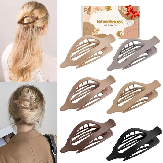 6 Packs Hair Clips, French Concord Flat Hair Clips, Curved Claw Clips for Women Girls, Lay down Claw Clips, Valentine'S Day Gifts Accessories
