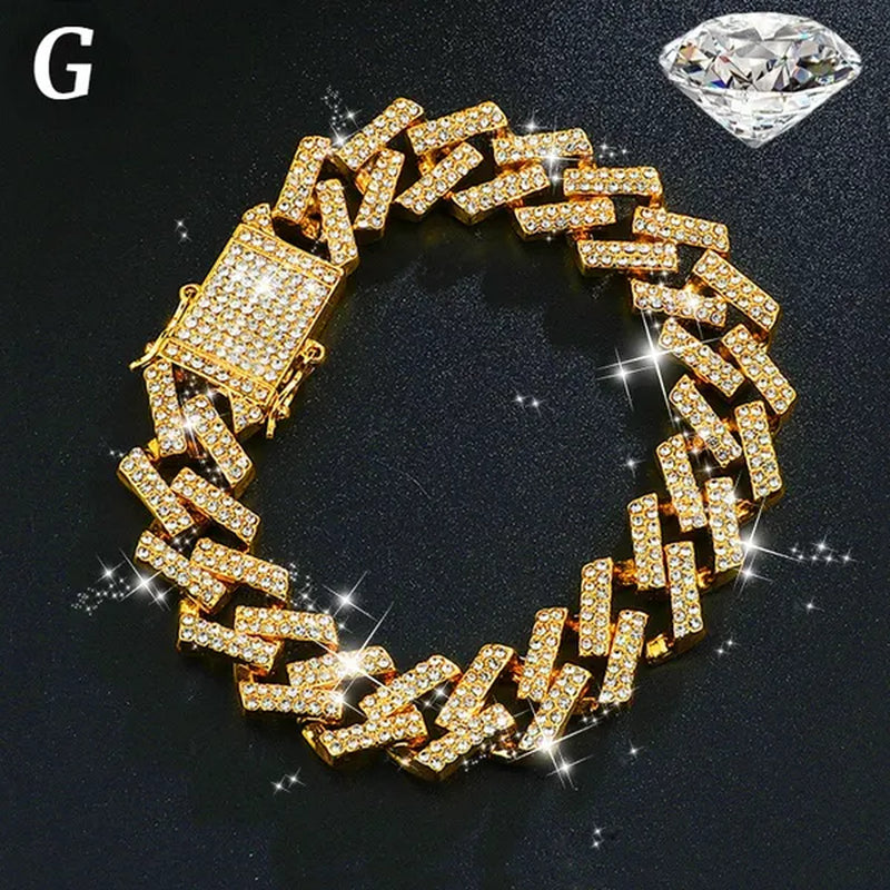 New Men'S Women'S Fashion Diamond Bracelet Gold/925 Silver Plated Bracelet Luxury Bracelet Byzantine Chain Cuban Chain Birthday Holiday Gift (8 Inch)
