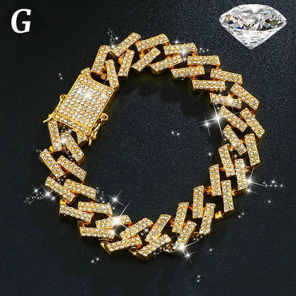 New Men'S Women'S Fashion Diamond Bracelet Gold/925 Silver Plated Bracelet Luxury Bracelet Byzantine Chain Cuban Chain Birthday Holiday Gift (8 Inch)