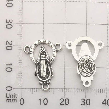100G (60Pcs) Antique Silver Cross Jesus Maria Our Lady Miraculous Centerpiece Crucifix Medal Charms Pendants for Crafting, Jewelry Findings Making Accessory for DIY Rosary Necklace Bracelet (M154)