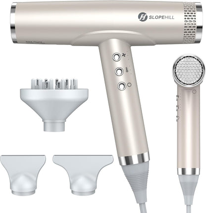 Professional Hair Dryer with Diffuser, Ionic Hair Dryer,Lightweight Compact Powerful & Fast Salon Blow Dryer with High Speed Brushless Motor, Travel Hair Dryer, Women & Men (Ceramic, Stone)
