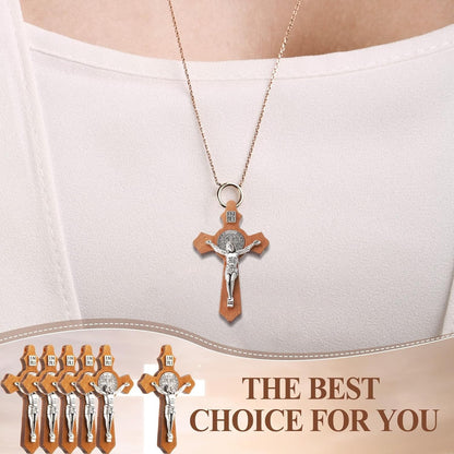 Handmade Wooden Christian Jesus Cross Pendants Catholic Crosses Religious Crucifix Charms Pendants for DIY Rosary Necklace Jewelry Charms Making Craft for Church Easter Christian Gift