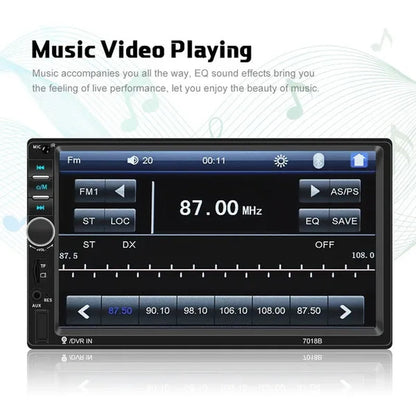 7"Touch Screen 2Din Car Multimedia Player Audio Stereo Support Bluetooth Mirror Link Rear View Camera Built-In Car DVR System with Optional Camera