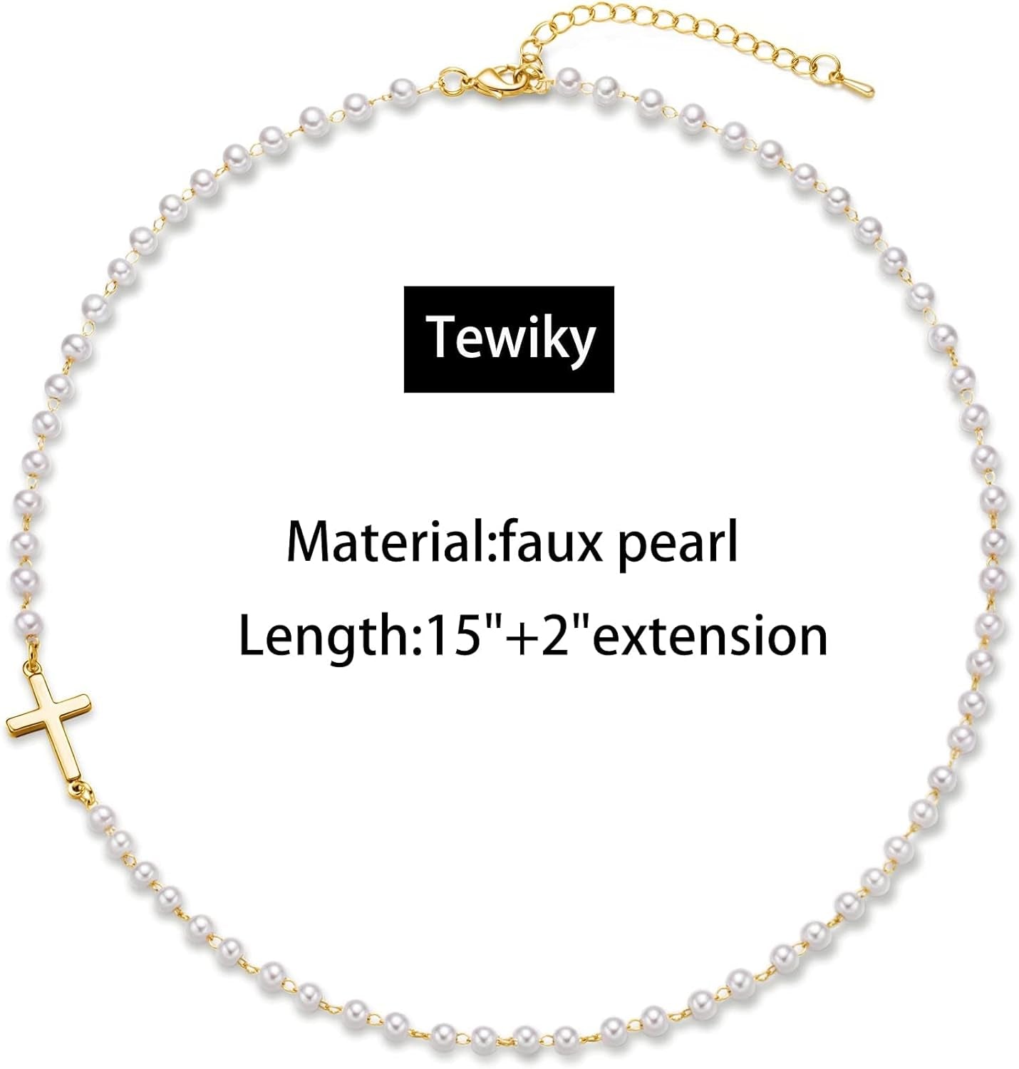 14K Gold Plated Cross Necklace for Women, Gold Pearl Necklace with Cross Pendant Dainty Cross Choker Necklace Trendy Faith Jewelry Religious Gifts
