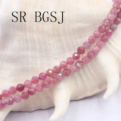 3mm Faceted Natural Round Pink Tourmaline Natural Gemstone Jewelry DIY Bail Spacer  Beads Strand 15"