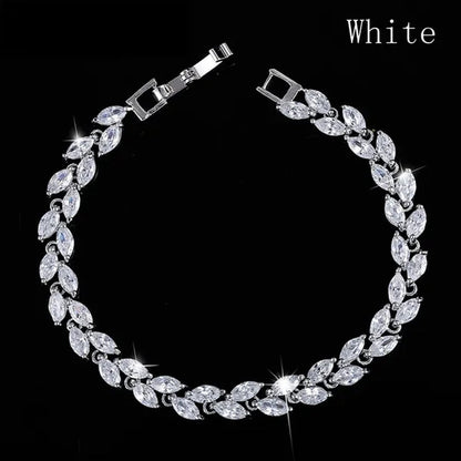 Trendy 2019 Cubic Zirconia Jewelry 925 Silver Leaf Charm CZ Crystal Female Bracelets Bangles for Women