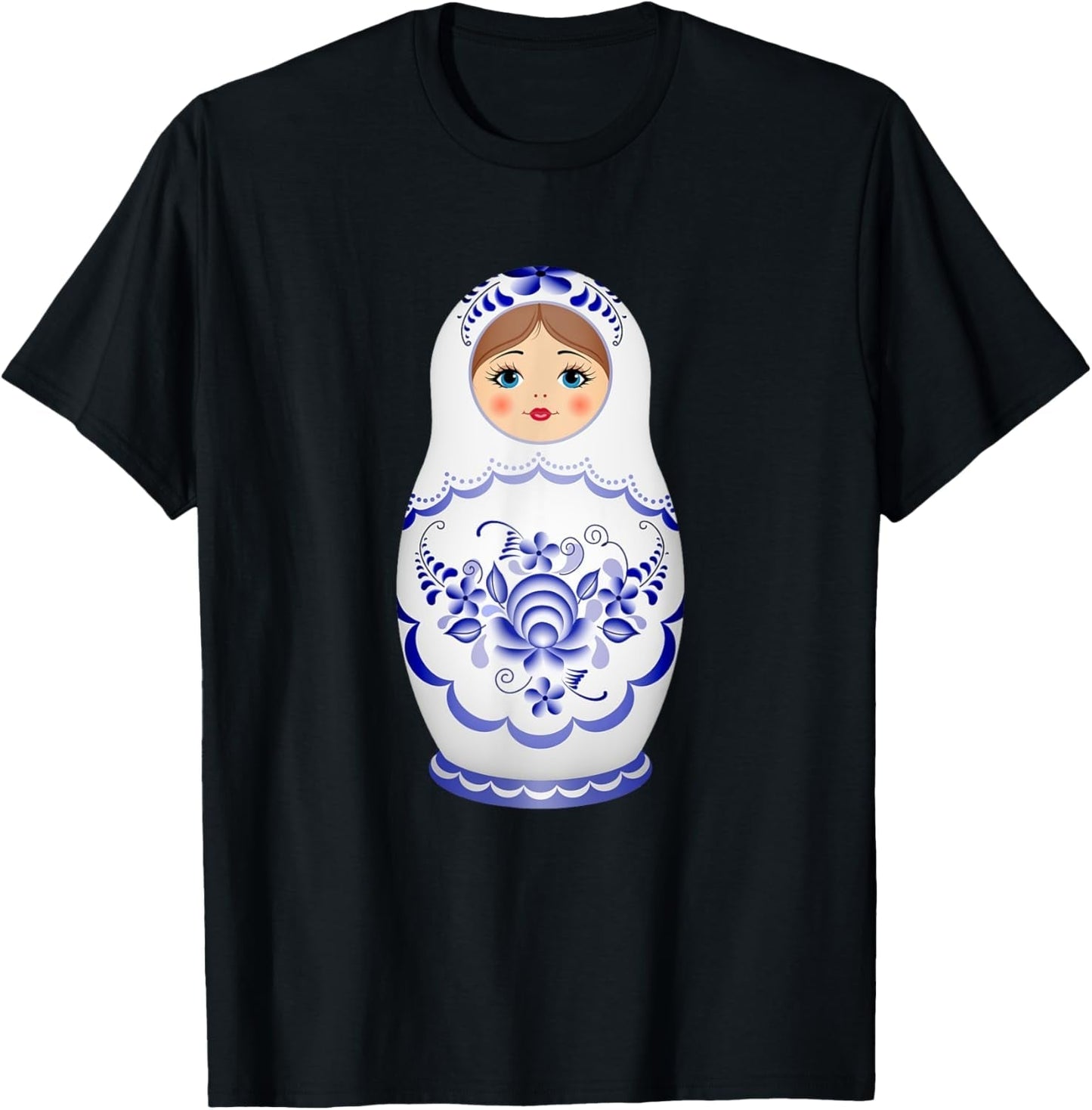 Beautiful Porcelain White Matryoshka Russian Nesting Doll T-Shirt