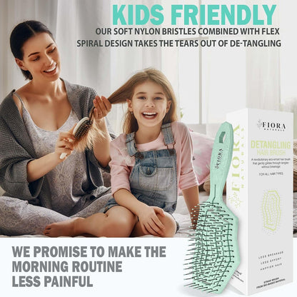 Hair Detangling Brush -100% Bio-Friendly Hair Detangler Brush W/Ultra-Soft Bristles- Glide through Tangles with Ease - for Curly, Fine, Women, Men, Kids, Toddlers, Wet and Dry Hair