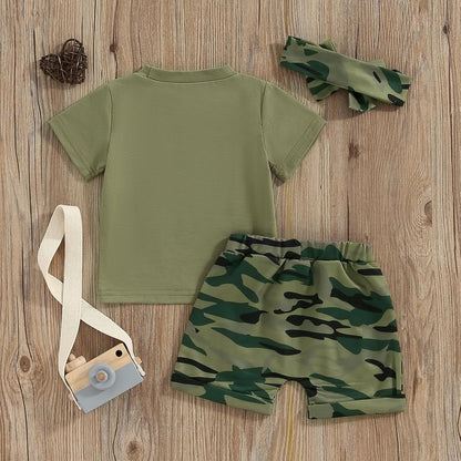 Summer Toddler Girl Clothes Baby Outfits Daddy'S Girl Short Sleeve T-Shirt Tops Camouflage Shorts Set for 2T 3T 4T