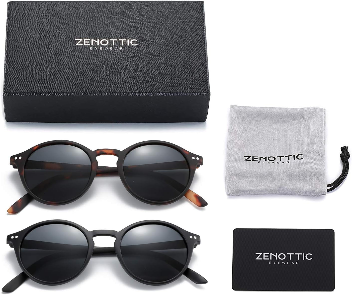 Polarized Sunglasses for Women Men: Retro Shades round | Square Frame UV Protection 2 Pack