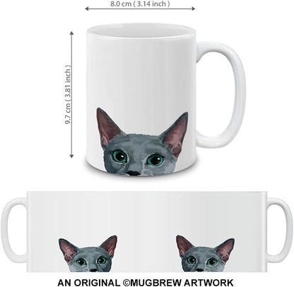 Russian Blue Cat Ceramic Coffee Mug Tea Cup, 11 OZ