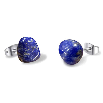 Lapis Lazuli Stud Earrings, Small Earrings for Second Hole, Everyday Earrings for Women, December Birthstone Jewelry for Men