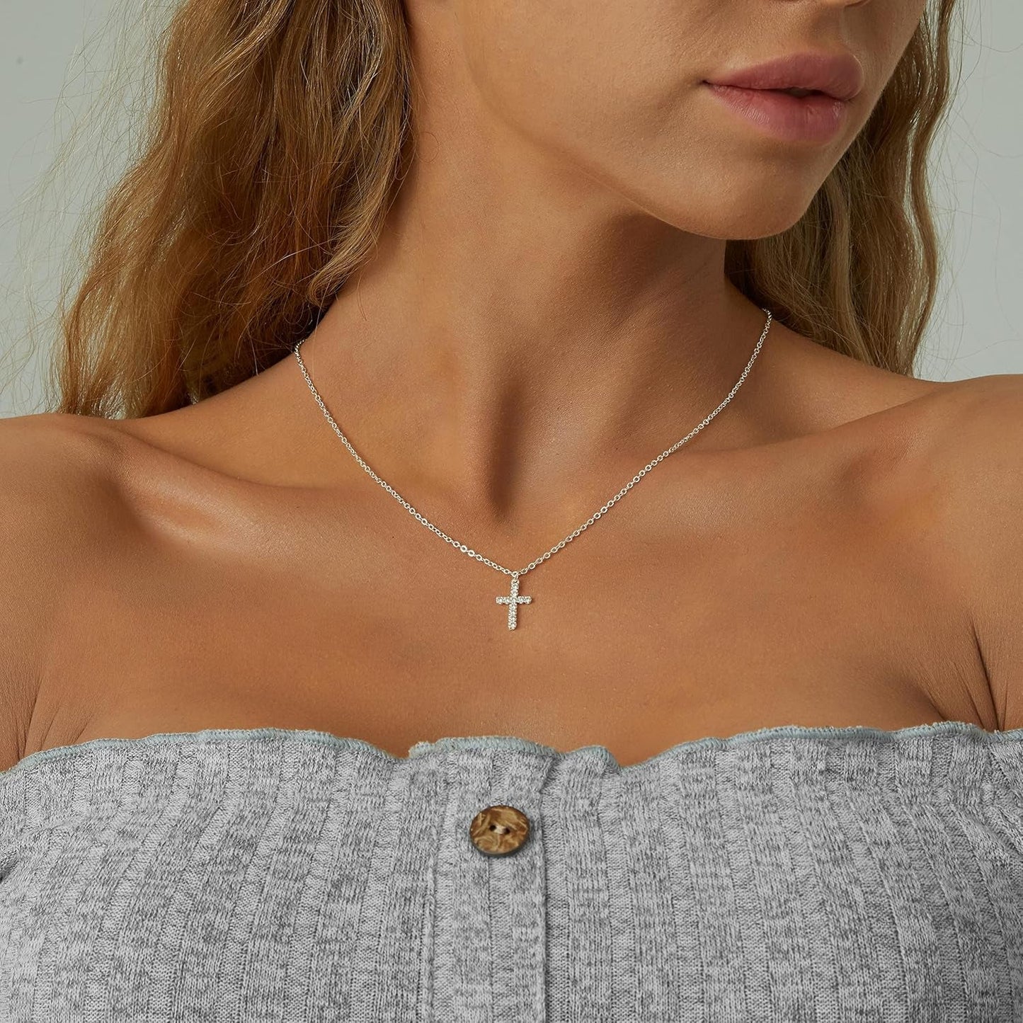Cross Necklace for Women-Dainty Simple 14K Gold Plated/Sterling Silver Plated Cross Pendant Cute Necklaces Jewelry for Women