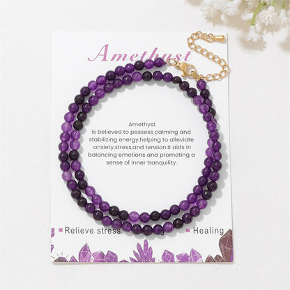 Amethyst Necklace for Women 4Mm Handmade Amethyst Beaded Necklace Crystal Choker Necklace February Birthstone Necklace Natural Stone Necklace Amethyst Jewelry Gifts for Women