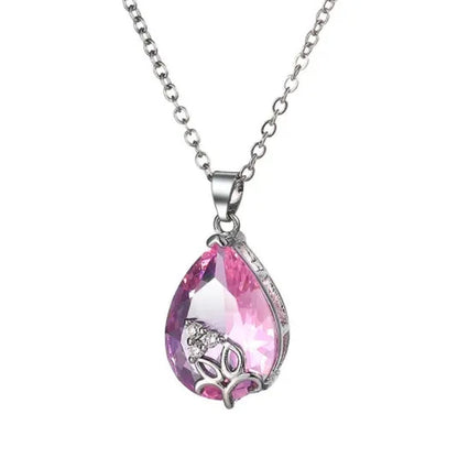 woman fashion Jewellery Elegant Pink Topaz Pendant  Gold-plated noble Zircon AAA Necklace